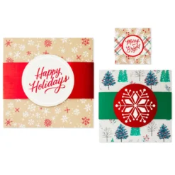 Hallmark Merry And Bright 3-Pack Christmas Gift Boxes, Assorted Sizes And Designs -Gift Wrap Store Merry and Bright Assorted Christmas Gift Boxes 5XBC1129 06
