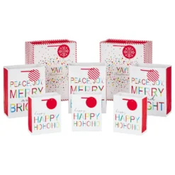 Hallmark Merry And Bright 8-Pack Christmas Gift Bags, Assorted Sizes And Designs