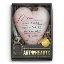 Demdaco Mom Dear You Art Heart Sculpture, 3.5" -Gift Wrap Store Mom Dear You Art Heart Sculpture With Tassel and Key 1008000003 03