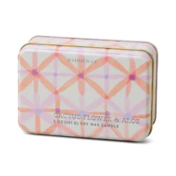 Paddywax Cactus Flower And Aloe Candle In Pink And Coral Tin, 5 Oz.