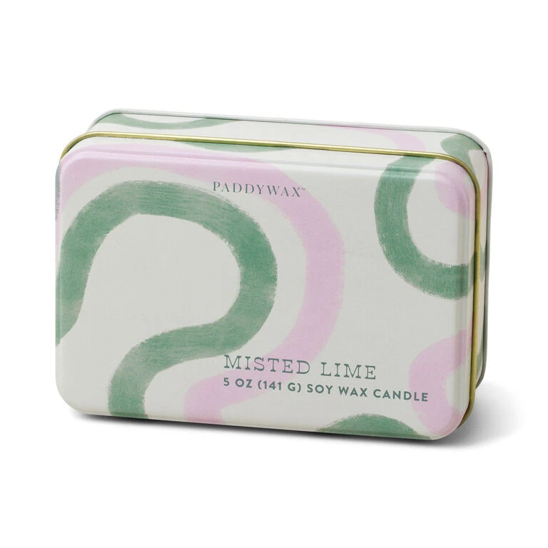 Paddywax Misted Lime Candle In Pink And Green Tin, 5 Oz. 1 Paddywax Misted Lime Candle In Pink And Green Tin, 5 Oz.