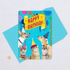 Hallmark 16" Party Cats And Dogs Jumbo Birthday Card From All -Gift Wrap Store Party Cats Dogs Birthday Card From Us 1299CBG3004 05