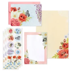 Hallmark Pink Floral Stationery Set And Desk Organizer Box -Gift Wrap Store Pink Floral Stationery Set and Note Cards in Box 5STZ1186 03