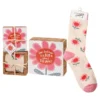 Primitives By Kathy Pink Flowers Goals Block Sign And Socks, Set Of 2