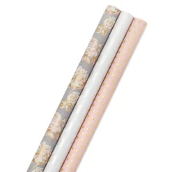 Hallmark Pink And Gray 3-Pack Wrapping Paper, 85 Sq. Ft. Total