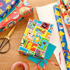 Hallmark Assorted Pokémon Wrapping Paper 3-Pack, 60 Sq. Ft. -Gift Wrap Store Pokmon Wrapping Paper for Kids Birthdays 5EWR2645 03