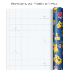 Hallmark Assorted Pokémon Wrapping Paper 3-Pack, 60 Sq. Ft. -Gift Wrap Store Pokmon Wrapping Paper for Kids Birthdays 5EWR2645 08