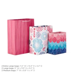 Gift Wrap Store -Gift Wrap Store Pretty Patterns Assorted Sizes 6Pack Gift Bags 5EGB7029 03