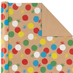 Hallmark Primary Birthday 3-Pack Kraft Wrapping Paper, 105 Sq. Ft. Total -Gift Wrap Store Primary Birthday 3Pack Kraft Wrapping Paper 5EWR6409 04