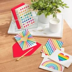 Hallmark Rainbow Hearts Boxed Blank Notes Assortment, Pack Of 24 9 Hallmark Rainbow Hearts Boxed Blank Notes Assortment, Pack Of 24 -Gift Wrap Store Rainbow Hearts Assorted Boxed Blank Note Cards 5STZ1178 05