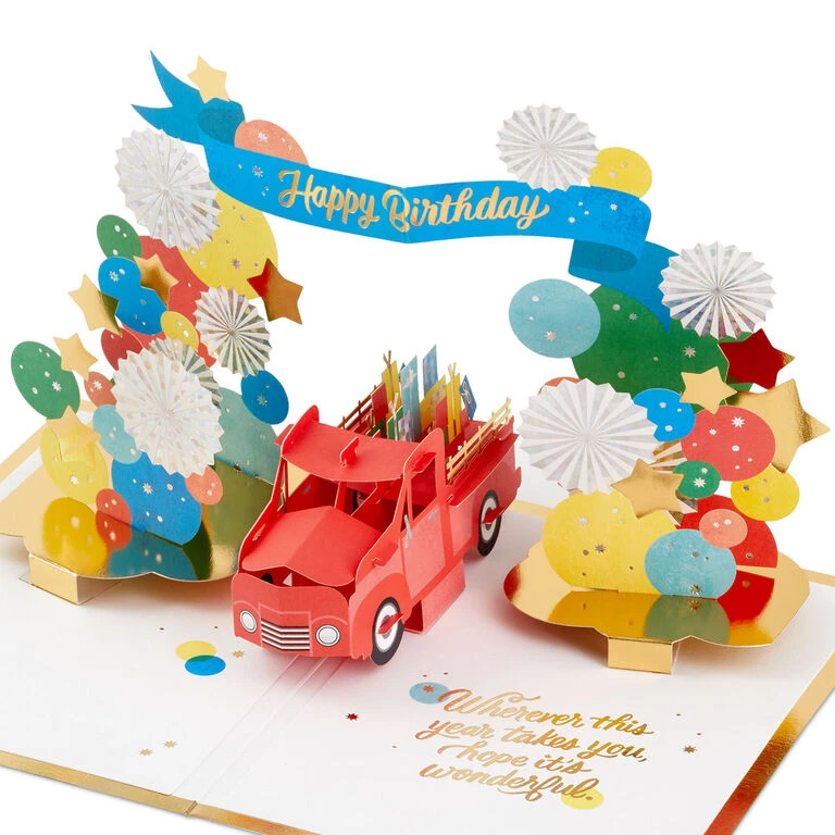 Hallmark Celebrating You Red Truck And Banner 3D Pop-Up Birthday Card 1 Hallmark Celebrating You Red Truck And Banner 3D Pop-Up Birthday Card