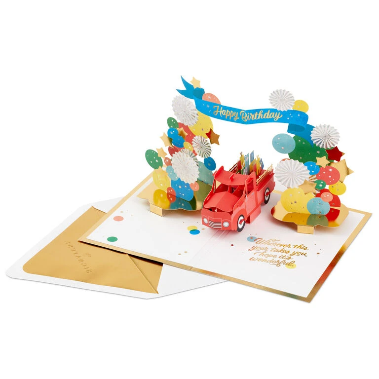 Hallmark Celebrating You Red Truck And Banner 3D Pop-Up Birthday Card 2 Hallmark Celebrating You Red Truck And Banner 3D Pop-Up Birthday Card - Image 2