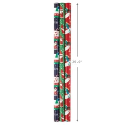 Hallmark Santa Fun 3-Pack Christmas Wrapping Paper Assortment, 120 Sq. Ft. -Gift Wrap Store Santa Fun Hallmark Mahogany Christmas Wrapping Paper 5JXW1037 04