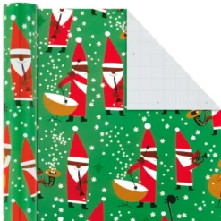 Hallmark Santa Fun 3-Pack Christmas Wrapping Paper Assortment, 120 Sq. Ft. -Gift Wrap Store Santa Fun Hallmark Mahogany Christmas Wrapping Paper 5JXW1037 06