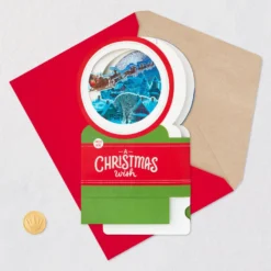 Hallmark Santa's Sleigh Snow Globe Musical 3D Pop-Up Christmas Card With Motion -Gift Wrap Store Santa Sleigh Snowglobe 3D PopUp Music Motion Christmas Card 1299XOD9985 06