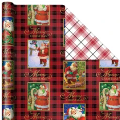 Hallmark Christmas Classics 3-Pack Reversible Wrapping Paper Assortment, 120 Sq. Ft. 9 Hallmark Christmas Classics 3-Pack Reversible Wrapping Paper Assortment, 120 Sq. Ft. -Gift Wrap Store Santa and Plaids Assorted Reversible Gift Wrap 5JXW1070 04