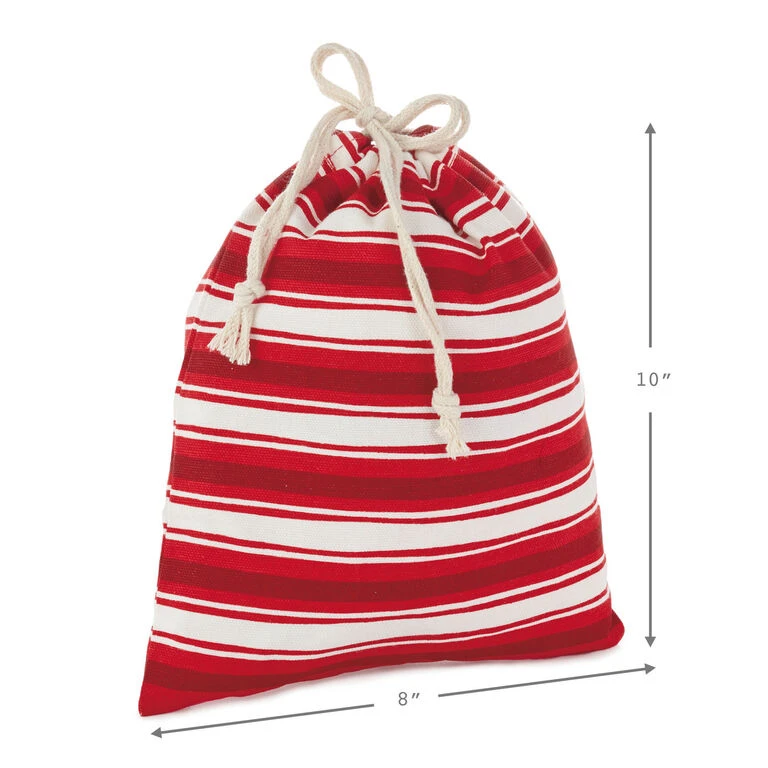 Hallmark 10" And 20" Santa And Stripes 2-Pack Fabric Christmas Gift Bags 4 Hallmark 10" And 20" Santa And Stripes 2-Pack Fabric Christmas Gift Bags - Image 4