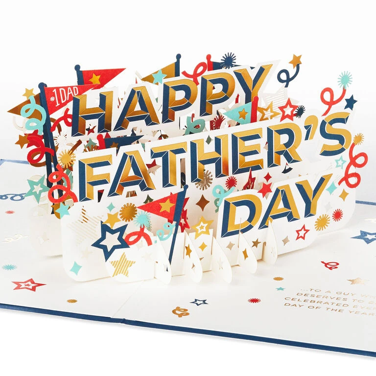 Hallmark Celebrate Stars And Pennants 3D Pop-Up Father's Day Card 1 Hallmark Celebrate Stars And Pennants 3D Pop-Up Father's Day Card