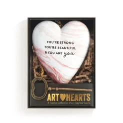 Demdaco Strong Beautiful You Art Heart With Key Stand -Gift Wrap Store Strong Beautiful You Heart Sculpture With Key 1003480430 04