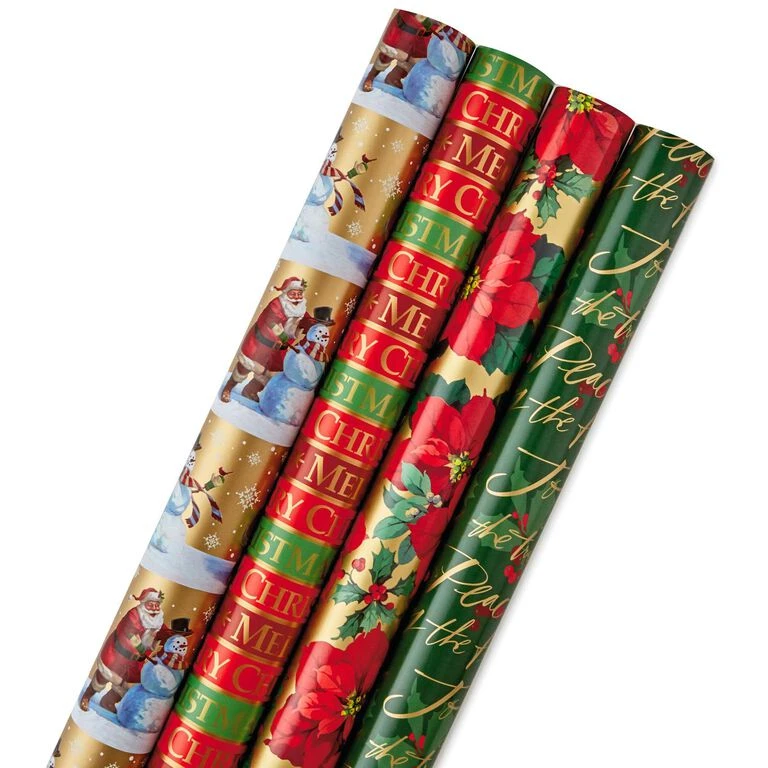 Hallmark Traditional Christmas 4-Pack Reversible Wrapping Paper Rolls, 150 Sq. Ft. 1 Hallmark Traditional Christmas 4-Pack Reversible Wrapping Paper Rolls, 150 Sq. Ft.