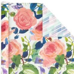 Hallmark Watercolor Tones 3-Pack Reversible Wrapping Paper, 75 Sq. Ft. Total 9 Hallmark Watercolor Tones 3-Pack Reversible Wrapping Paper, 75 Sq. Ft. Total -Gift Wrap Store Watercolor Tones 3Pack Reversible Wrapping Paper 5EWR6405 04