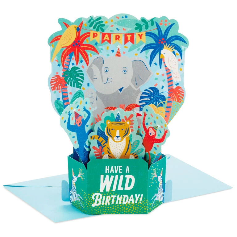 Hallmark Wild Animal Party Boxed Pop-Up Birthday Cards, Pack Of 8 1 Hallmark Wild Animal Party Boxed Pop-Up Birthday Cards, Pack Of 8