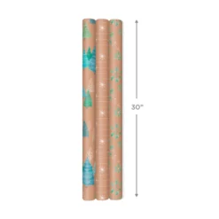 Hallmark Winter Nature Kraft Prints 3-Pack Christmas Wrapping Paper, 90 Sq. Ft. -Gift Wrap Store Winter Nature 3Pack Christmas Wrapping Paper 5JXW1051 04